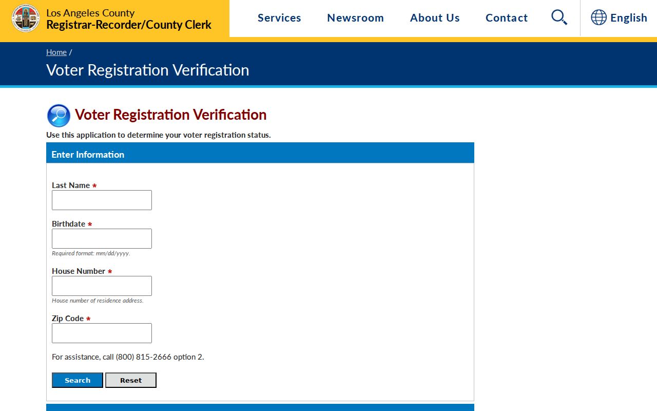 Torrance residents directory reference image of the Los Angeles County voter status lookup