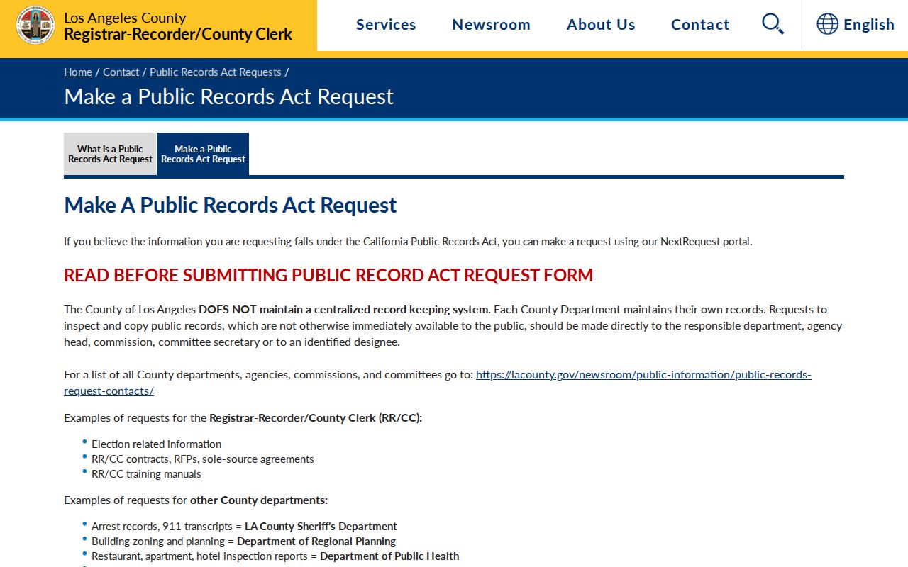 Torrance previous residents reference image for Los Angeles County public-records request routing