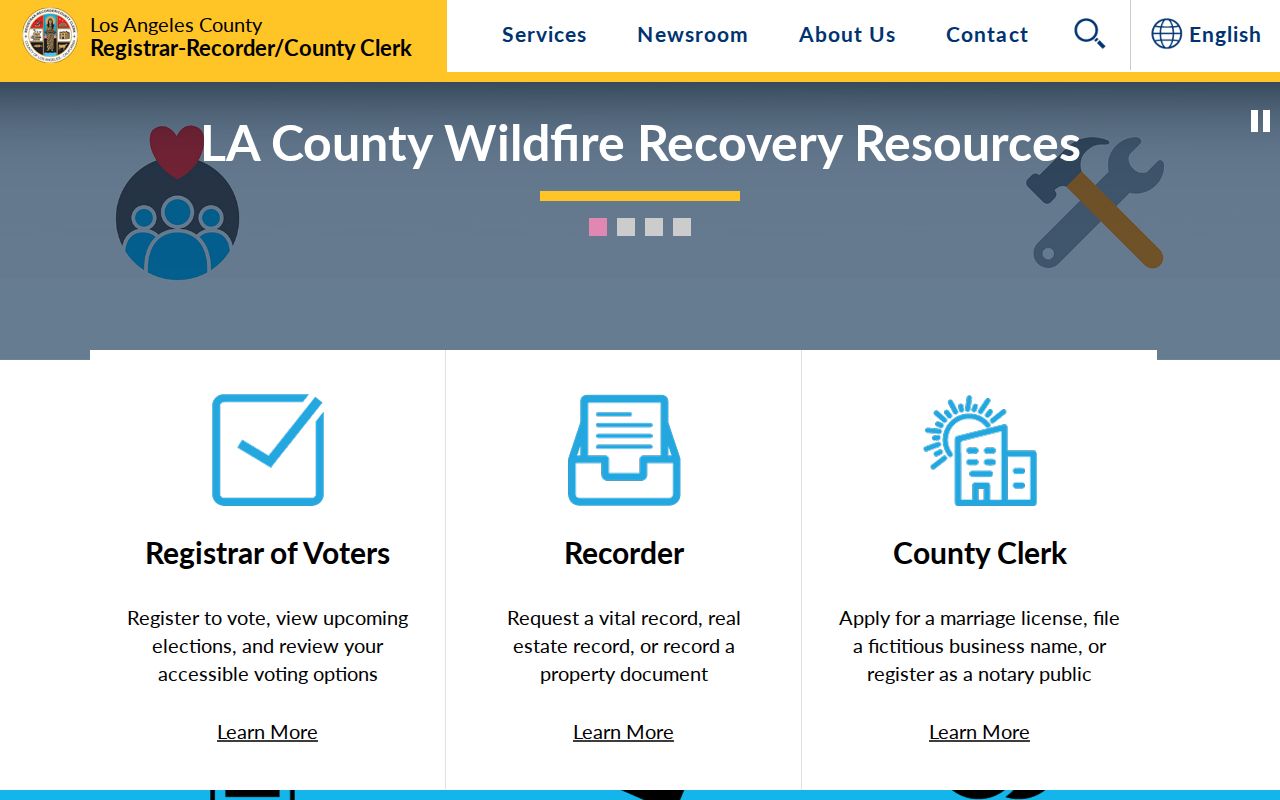 Torrance previous residents research reference image for the Registrar-Recorder County Clerk