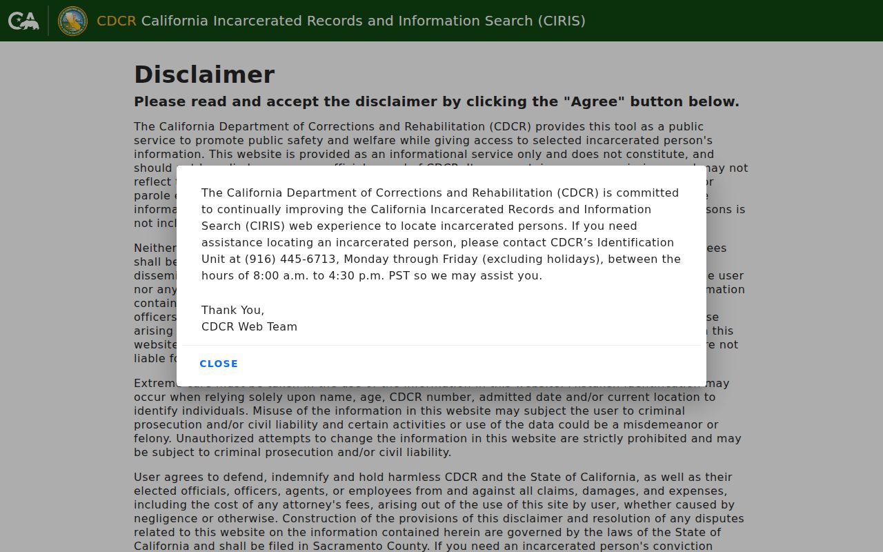 Torrance resident lookup reference image for California CDCR incarcerated records