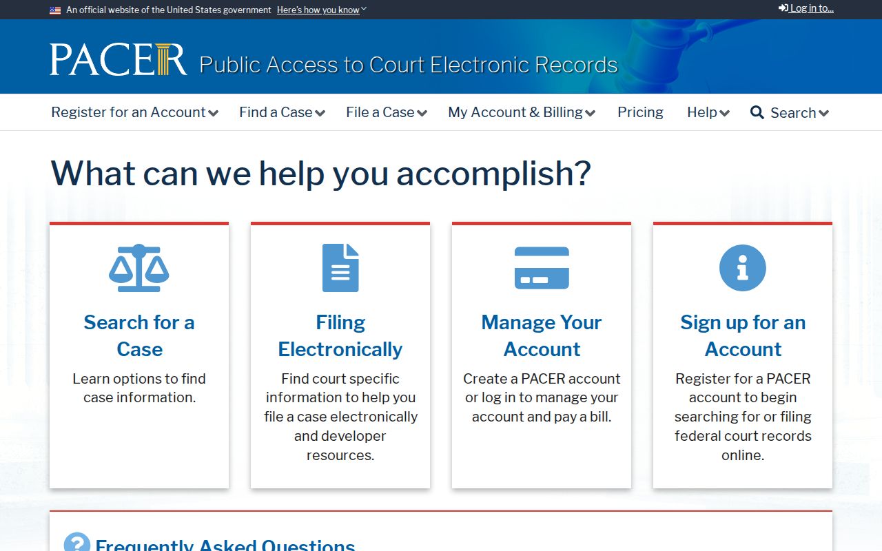Torrance resident lookup reference image for federal PACER case access